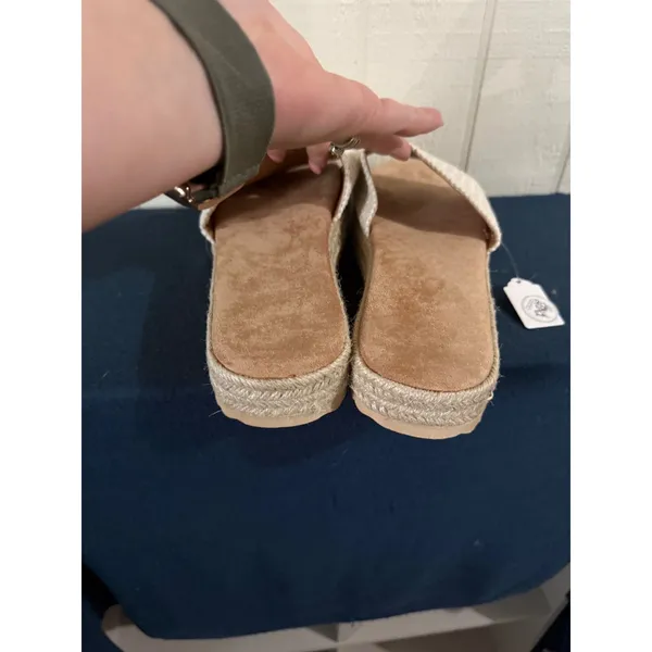 Handmade Crochet Platform Espadrille Slides Off-White Woven Sandals Size 9.5 - Image 5