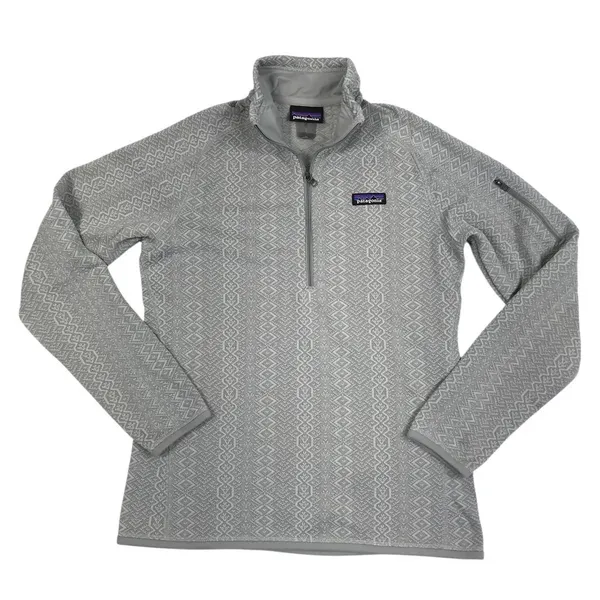 PATAGONIA Quarter-Zip Better Sweater Women L Gray Diamond Texture Outdoor Travel - Image 3