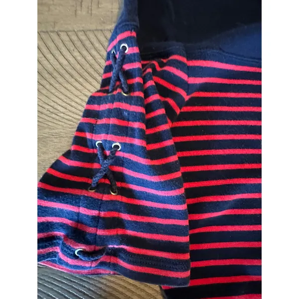 Lauren Ralph Lauren‎ Striped Nautical Boatneck Top – Lace-up Sleeves – Medium - Image 3