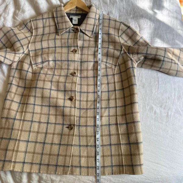Pendleton Merino Wool Reversible Plaid Grey Preppy Button Up Coat Size 1X - Image 6
