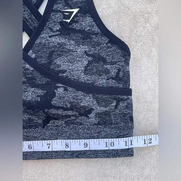 Gymshark Women's Camo Criss-Cross Back Sport Bra - Black & Gray Yoga Gym Pilates - Image 3