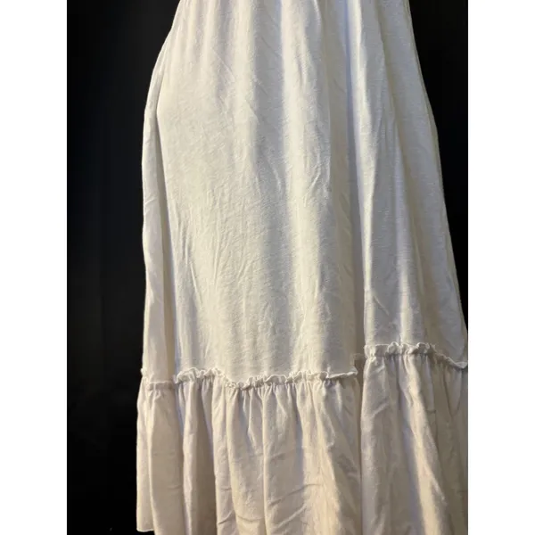 Elan White Halter Dress‎ Ruffle V-Neck Empire Waist Tiered Hem MD-522 Large - Image 6