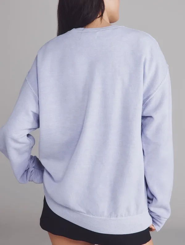 Anthropologie Lavender Game Night Graphic Oversized Sweatshirt, Size XS - Image 3