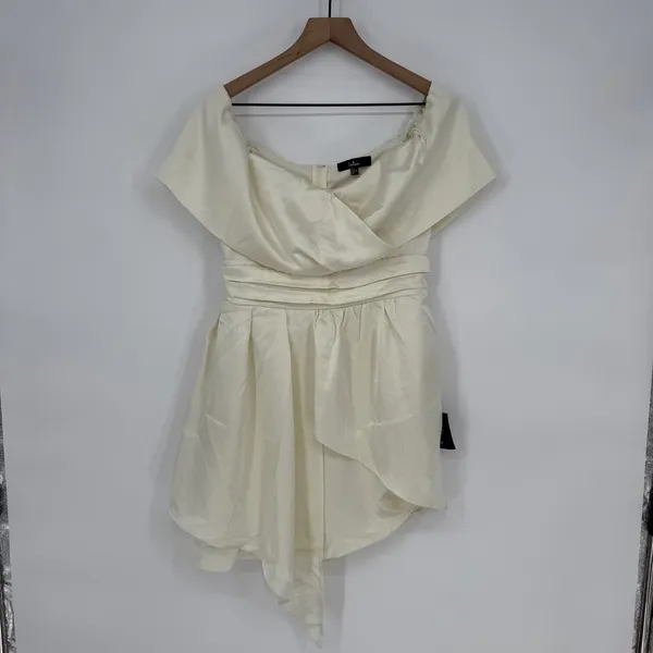 Lulus Always Celebrating Ivory Satin Off-The-Shoulder Mini Dress Size‎ M - Image 3