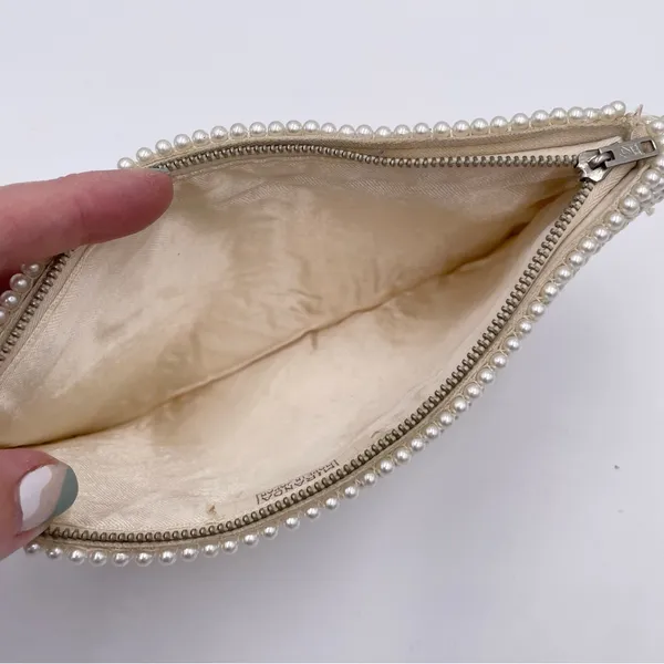 Vintage Miranda Made in Japan Pearl Beaded Clutch Evening Bag Mid Century 1950s - Image 3