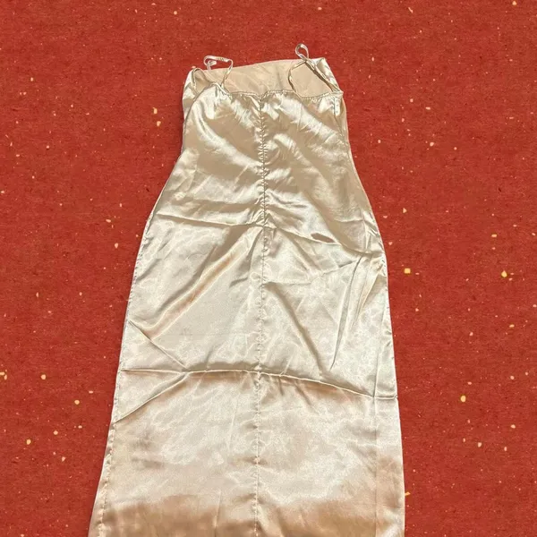 Source Unknown Gold Satin midi dress - Image 2