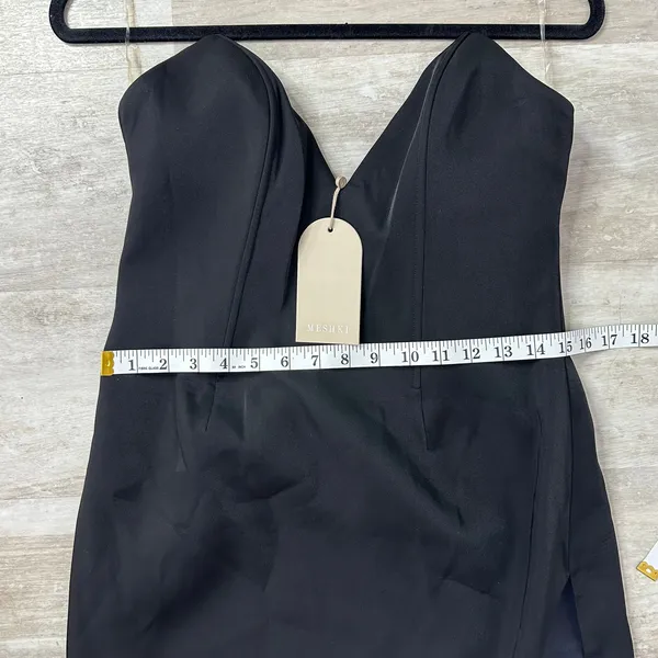 NEW Meshki NATASHA Pointed Corset Maxi Dress Size Large Black Slit Cocktail Gown - Image 9