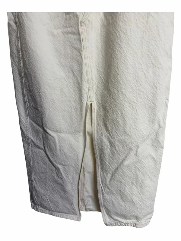 Mango front split denim maxi skirt in beige - Image 6