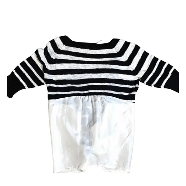 Free People‎ Knit Blouse Black White Striped Tie Front Boho Casual Size XS - Image 3