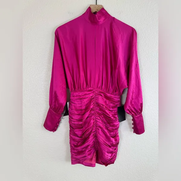 Retrofête Silk Barbara Mini Dress in Orchid Pink size XS NEW $695 - Image 10