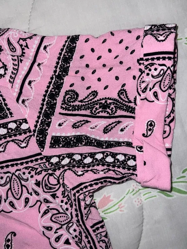 Bershka pink bandana button up shirt. - Image 6