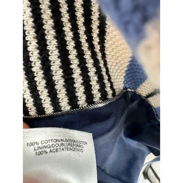 Anne Klein Tweed Jacket Women 4 Blue Black‎ Striped Open Front Tulip Hem Blazer - Image 9