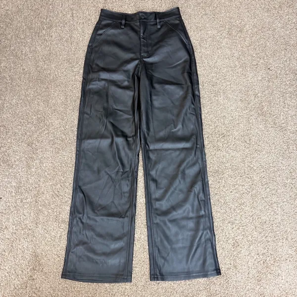 Social Tourist Ultra High Rise Baggy Faux Leather Pants Womens 7R W28 Black - Image 2