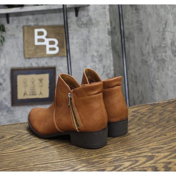 Sun + Stone Womens Adelinee Double Zip Ankle Booties Brandy Brown 6.5M - Image 2