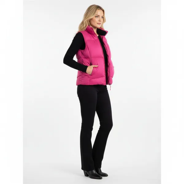 Ralph Lauren Hot Pink Down Filled Puffer Quilted Sleeveless Zip & Up Down Vest S - Image 7