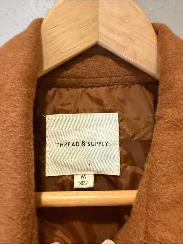 Thread & Supply Warm Fleece Button Front Shacket Jacket Brown Size Medium - Image 5
