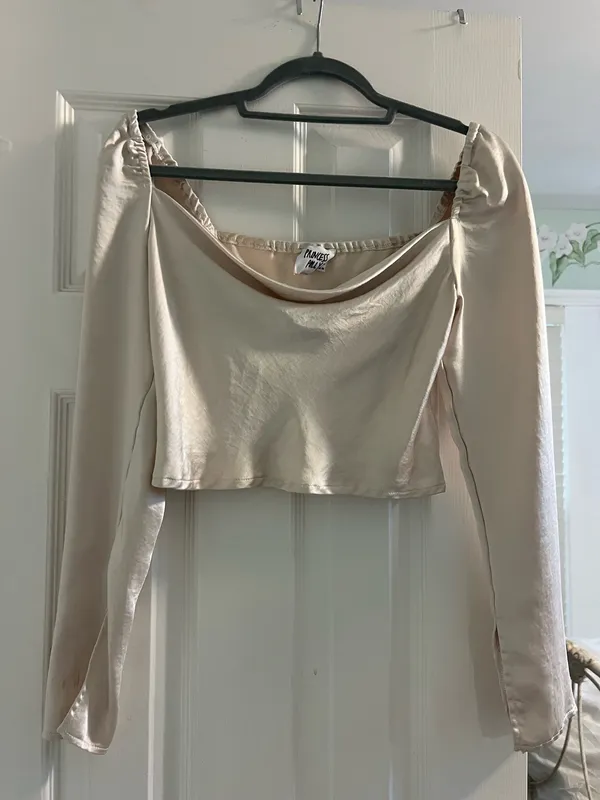 Princess Polly Love Song Top / Champagne Satin Long Sleeve Top - Image 3