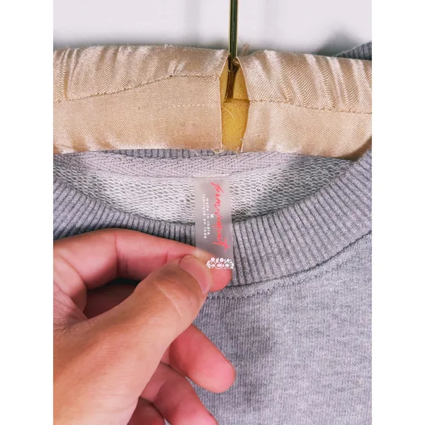 Free People Movement Odette Side Tie Sweatshirt Size M Gray Lounge Barre Raw Hem - Image 4