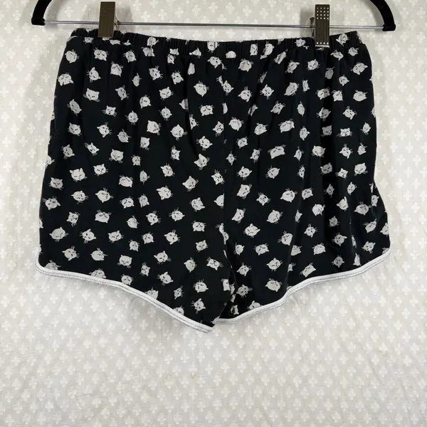 Madewell Black Cream Cat Print Shorts‎ Pajama Set - Image 4