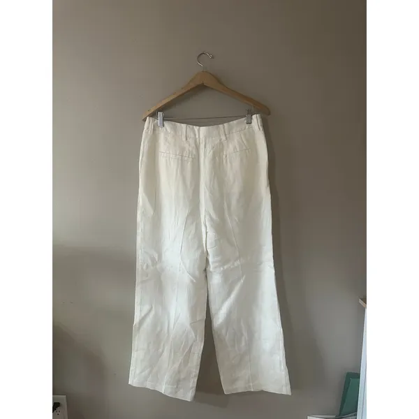 OAK + FORT Cream Linen Trouser Pants Size 12 - Image 5