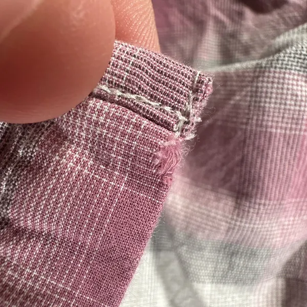 LOFT Women’s Medium Plaid Smocked Peasant Blouse Pink Gray Button Front - Image 12
