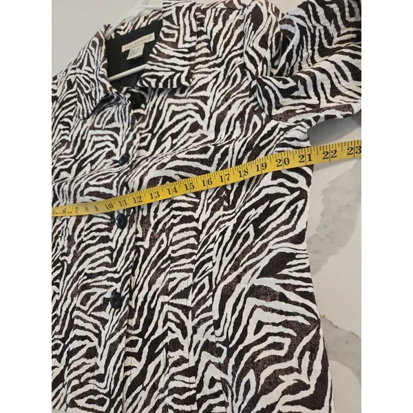 Requirements Vintage Zebra Print Jacket Womens L Brown Cream Animal Y2K - Image 8