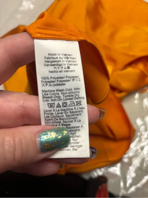 J. Crew Satin Slip Dress Orange Midi Cami Cowl Neck Size 12 Large Straps - Image 5