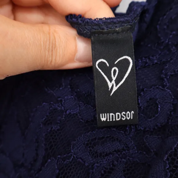 Windsor Navy Blue Lace High-Low V-Neck Formal Dress Small - Image 2