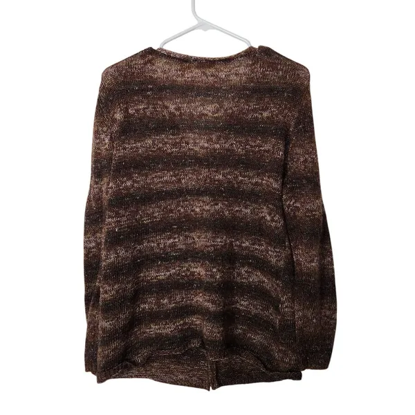 North Crest Brown Striped Button Wool Blend Cardigan Sweater Size Large 14-16 - Image 2