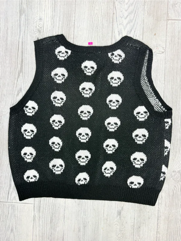 No boundary’s sleeveless sweater vest w/ skulls Halloween gothic punk xxxl shirt - Image 2
