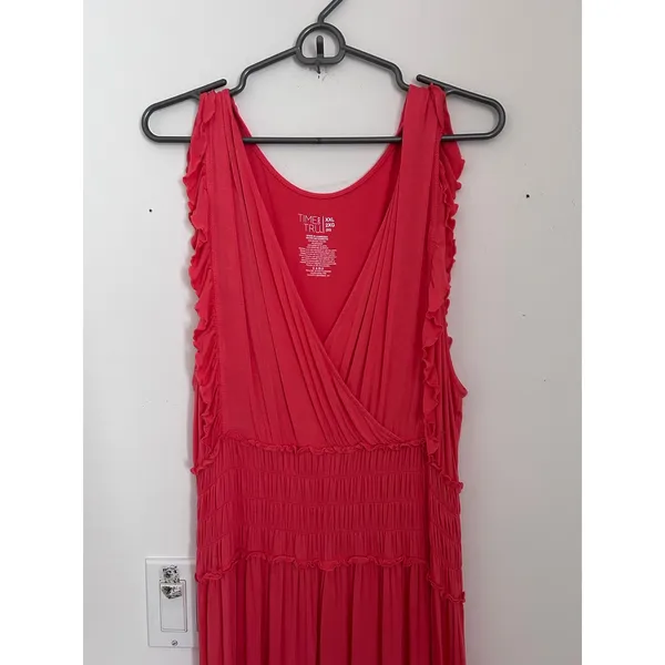 New Womens Time & Tru Maxi Dress Super Soft Rayon Spandex Stretch Pink size XXL - Image 2
