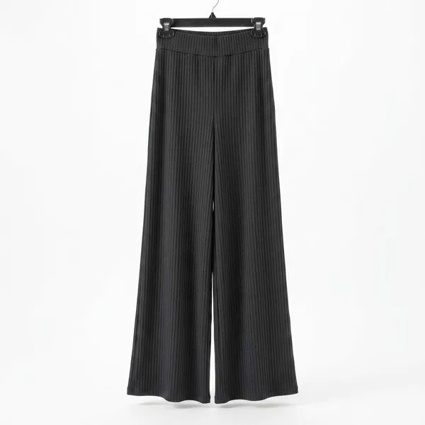 OLIA Womens Black Ribbed Knit Wide Leg Pants Palazzo Office Est XS Whimsigoth - Image 2