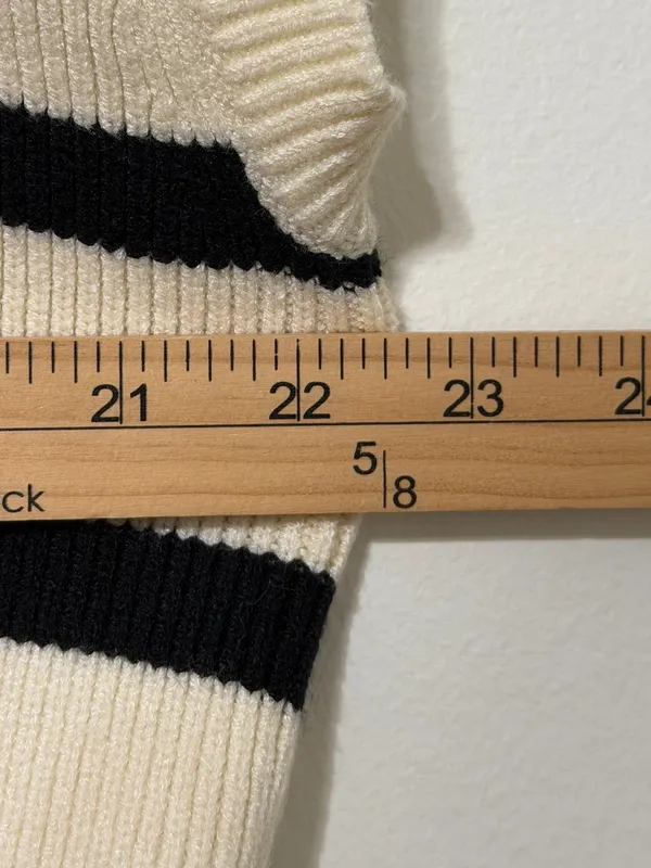 Cider Knit Striped Polo Vest Size XL Sweater Cream Black - Image 6