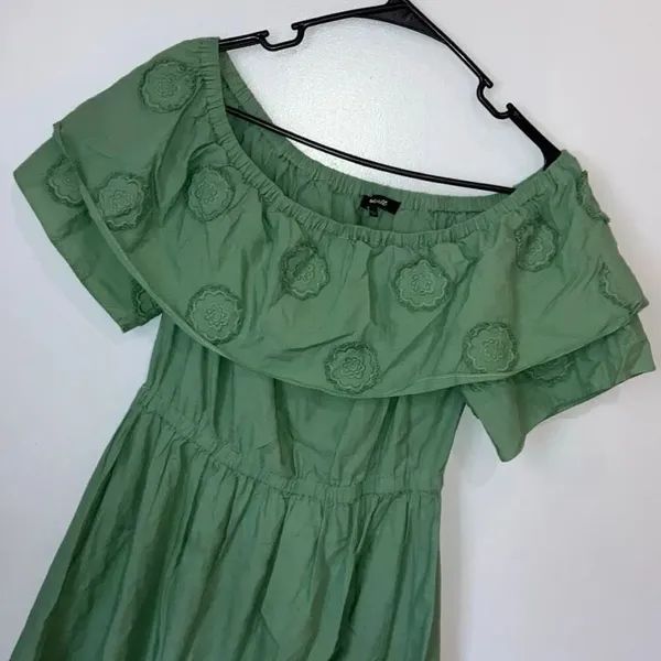 Madewell appliquéd off the shoulder dress textural floral design Sz 2 #784 - Image 5