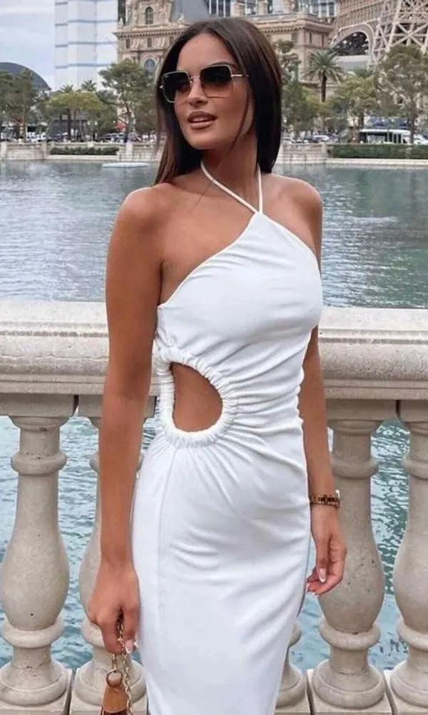 Zara Dress maxi halter cut out white wedding coctail party - Image 3