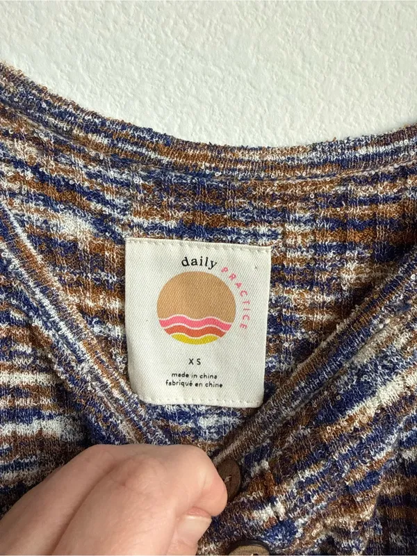 Anthropologie Daily Practice Space Dye Ribbed Midi Dress Blue Brown XS - Image 7