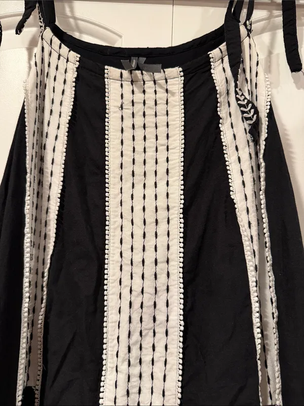 Anthropologie Black‎ & White Midi Tie-Shoulder Dress large - Image 7