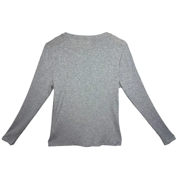 Abercrombie & Fitch Heather Gray Ribbed Knit Long Sleeve Cardigan Sweater Size M - Image 2