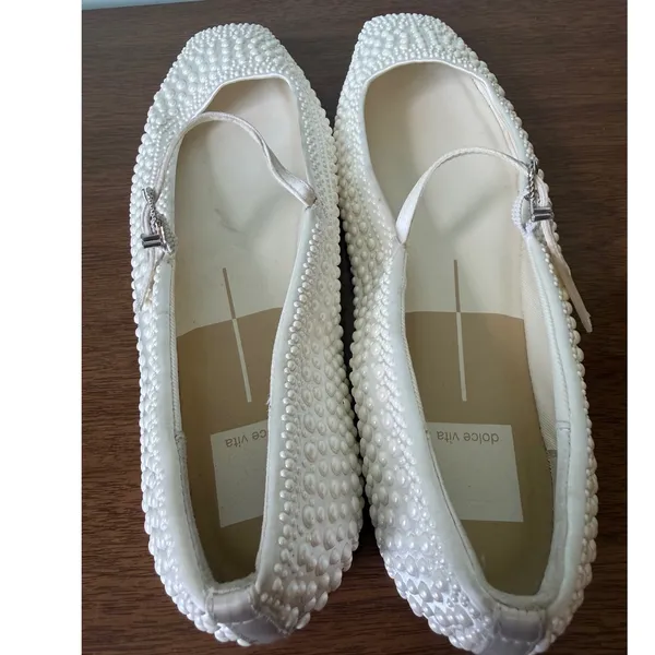 Dolce Vita 9.5 Womens Satin Reyes Pearl Strappy Mary Jane Ballet Flats - Image 11