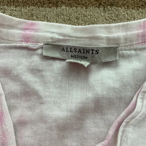 AllSaints Pink White Tie‎ Dye Stripe Oversized Beachwear Dress Medium AS252925R - Image 4
