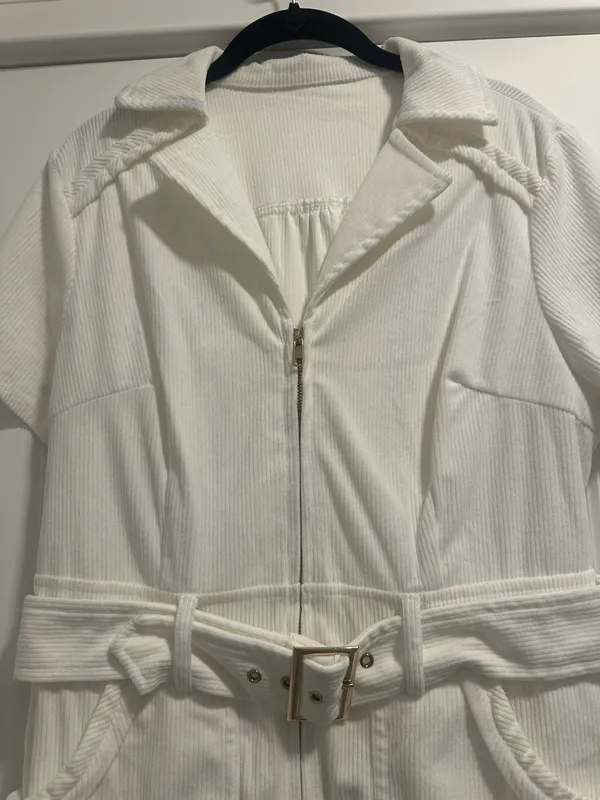 White Corduroy Mini Dress - Image 2