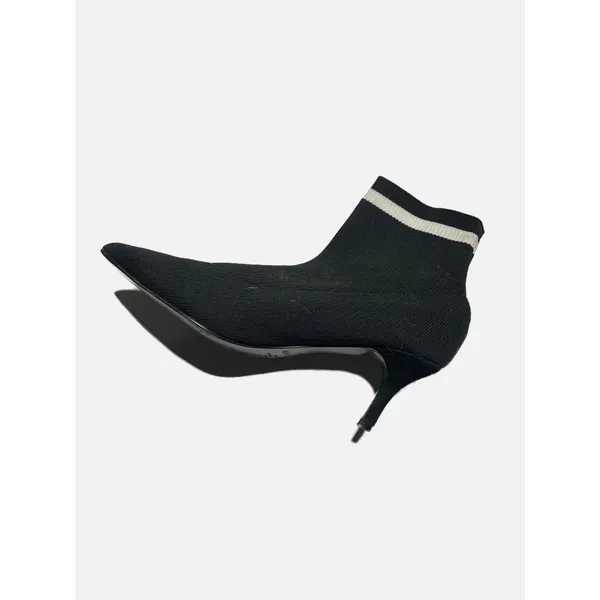 Jaggar Womens Knit Sock Booties Black White Stripe Pointed Toe Kitten Heel‎ 39 - Image 2
