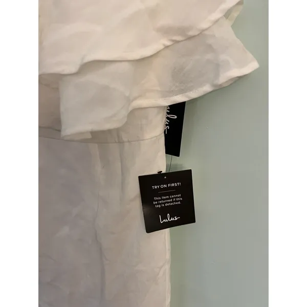 Lulus Halter White‎ purely simple ruffle mini Dress Size Small NWT - Image 6