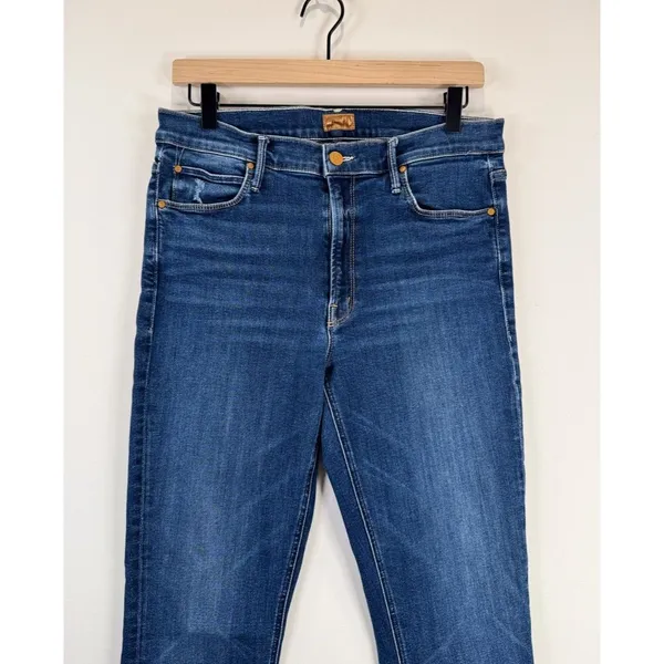 Mother Womens Jeans Blue Denim The Mid Rise Dazzler Teaming Up Straight Size 28 - Image 8