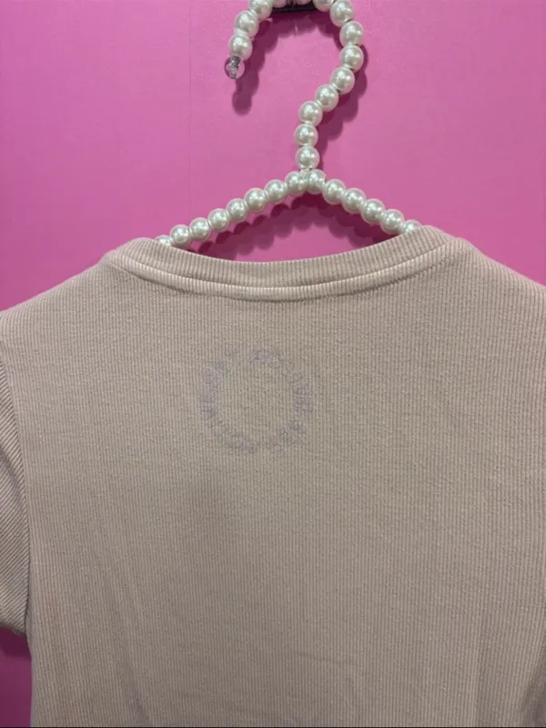 SET ACTIVE Women's Short Sleeve Ribbed Tee in pale pink - Image 3