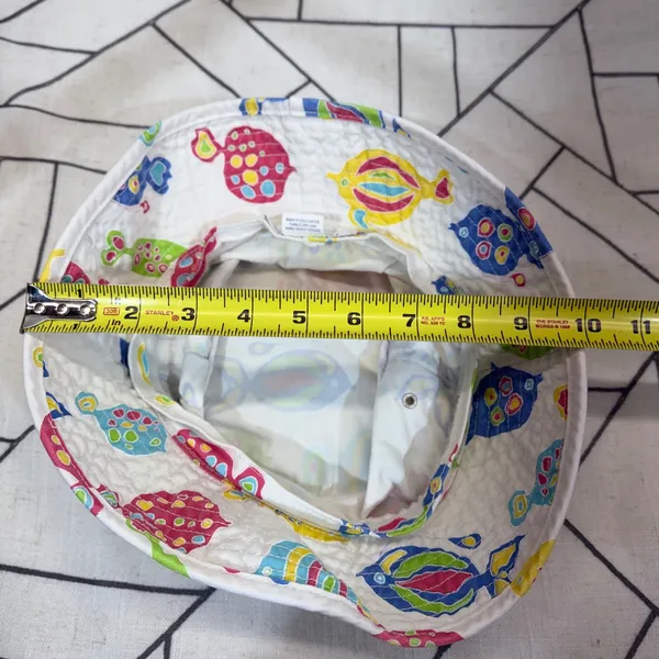 Fresh Produce Bucket Hat One Size‎ White Tropical Fish Print Cotton Sun Hat - Image 8