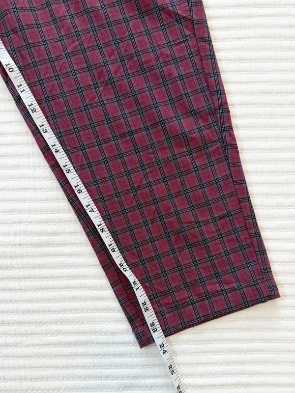 American Eagle Collegiate Academia Plaid Drawstring Pants in Red Burgundy & Blue - Image 6
