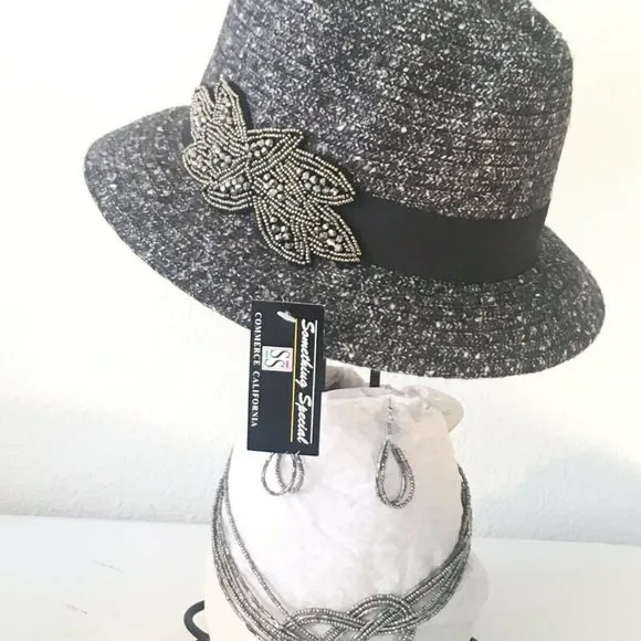 SOMETHING SPECIAL Fedora Gray Fall Boho Embellished Band Bucket Hat - Image 6