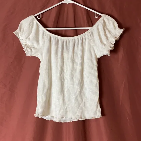 Urban Outfitters WHITE RIBBED BASIC BLOUSE - Image 4