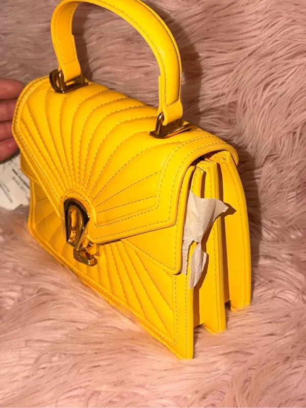 Scarleton Yellow Quilted Top-Handle Satchel with Detachable Strap - Image 3